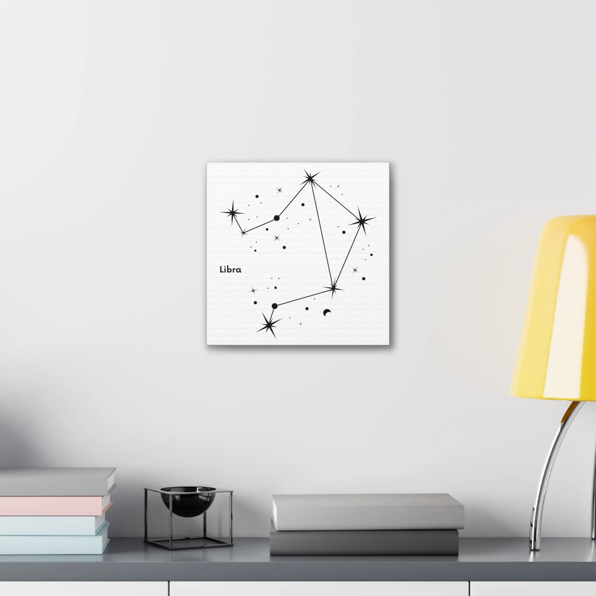 Stunning Black and White Libra Sign Wall Hanging - Square Canvas Art Perfect for Modern Home Decor