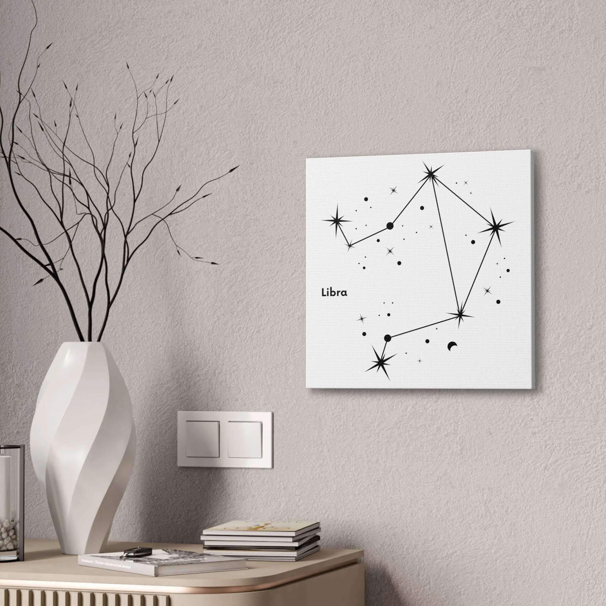 Stunning Black and White Libra Sign Wall Hanging - Square Canvas Art Perfect for Modern Home Decor