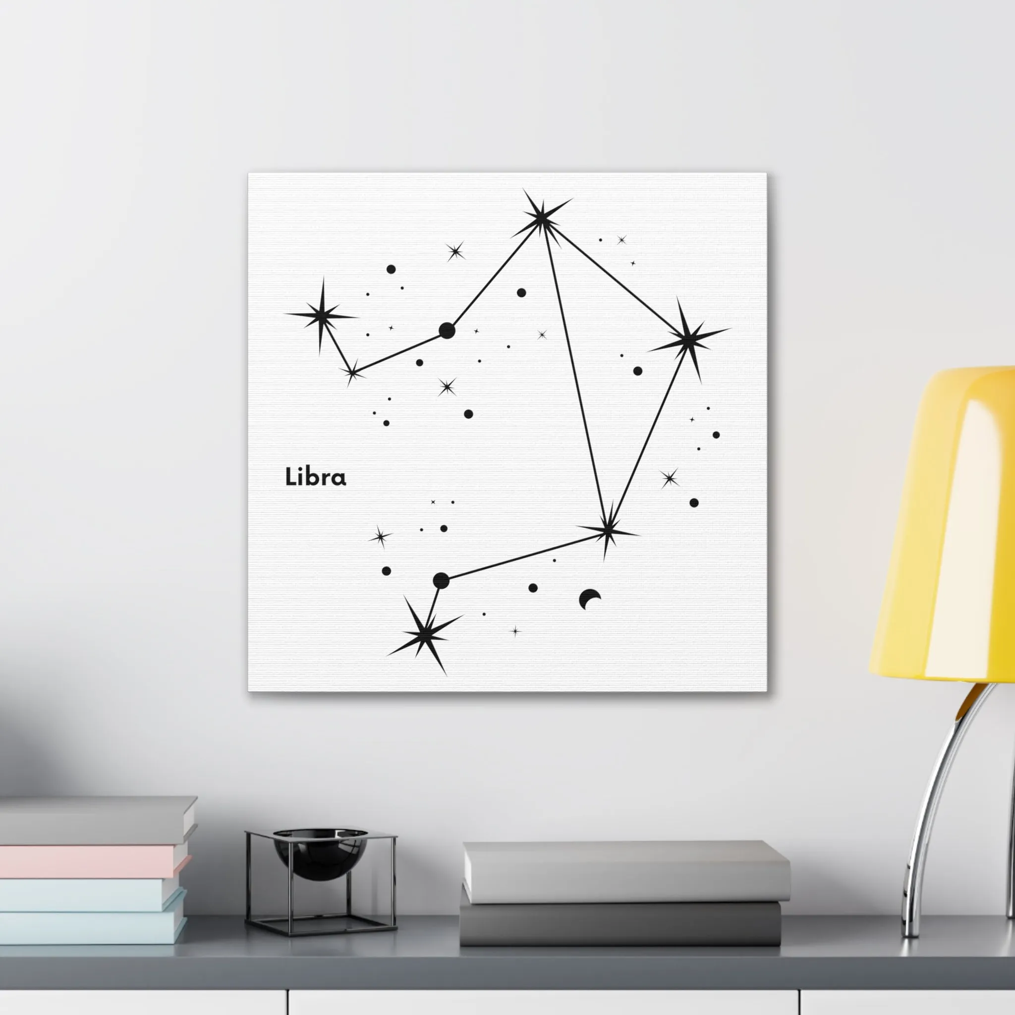 Stunning Black and White Libra Sign Wall Hanging - Square Canvas Art Perfect for Modern Home Decor