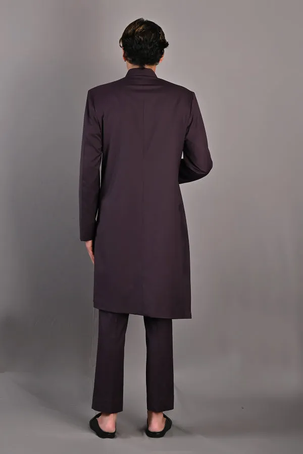 Stygian - Wine Indo-Western Pleated Jacket set