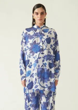 Sungai white navy printed tunic
