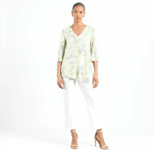 Textured Asymmetrical Reverse Hi-Low Tunic - Mosaic Emblem - Final Sale!