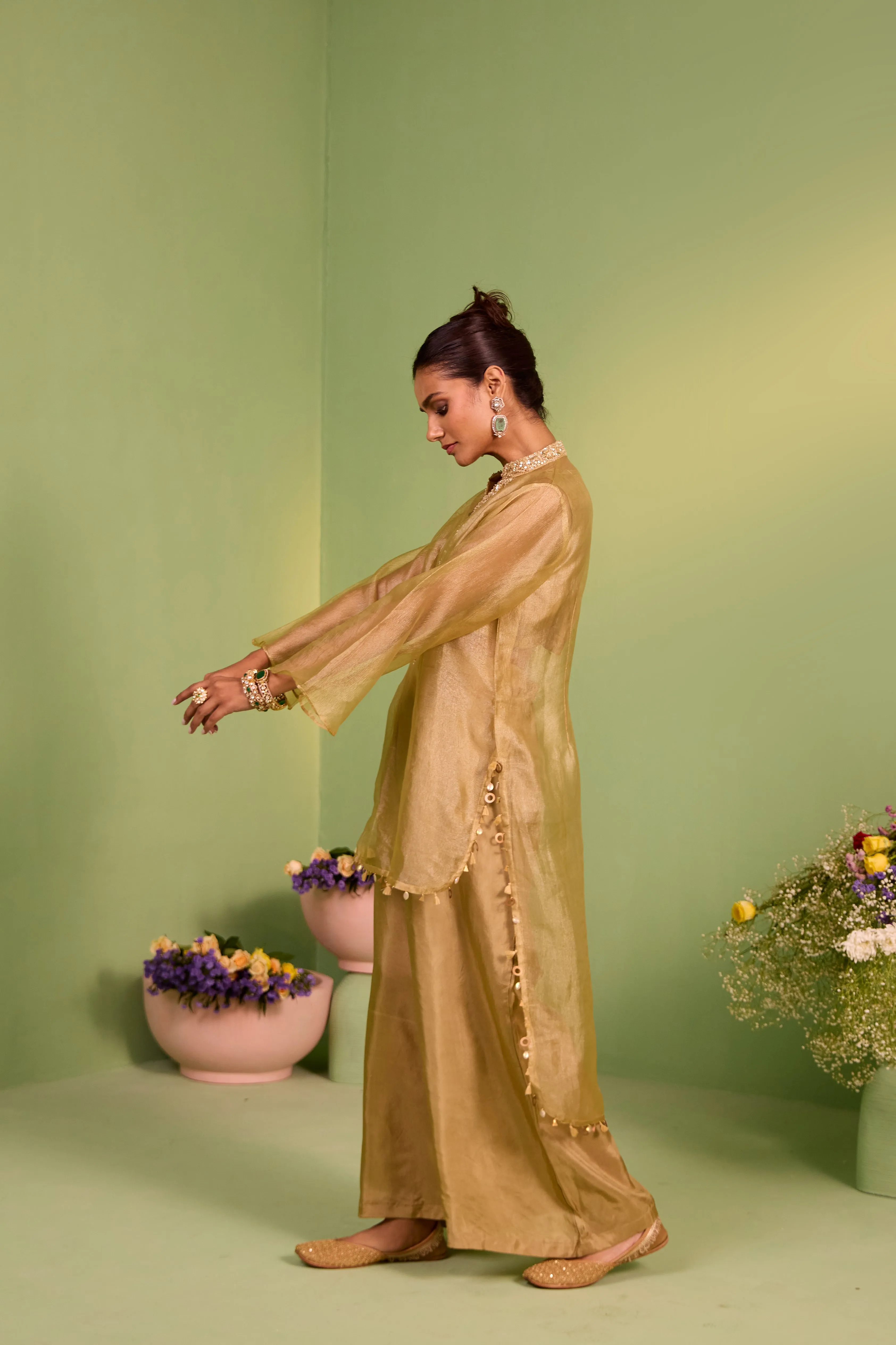 Thalia Tissue Kurta And Palazzo Set