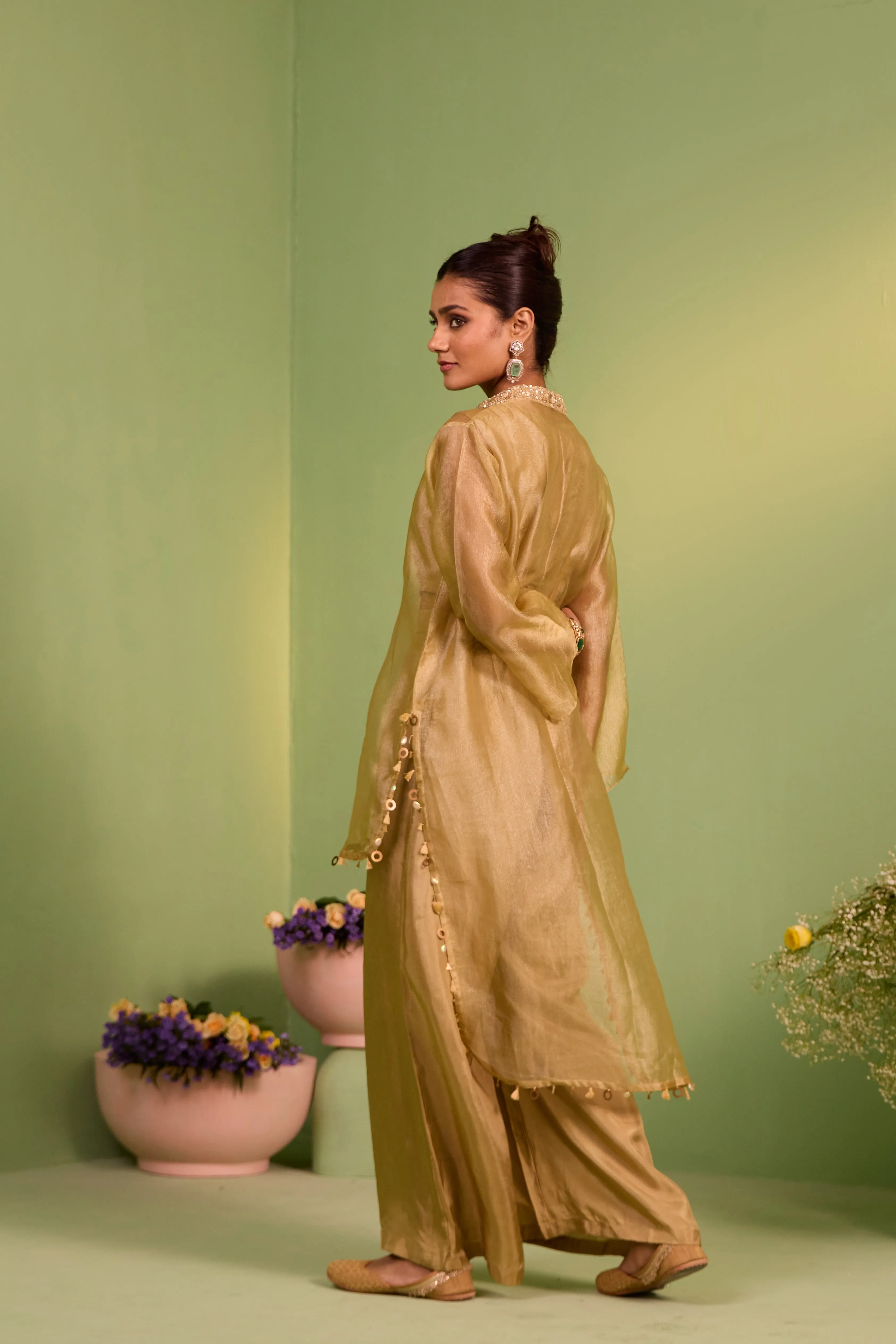 Thalia Tissue Kurta And Palazzo Set