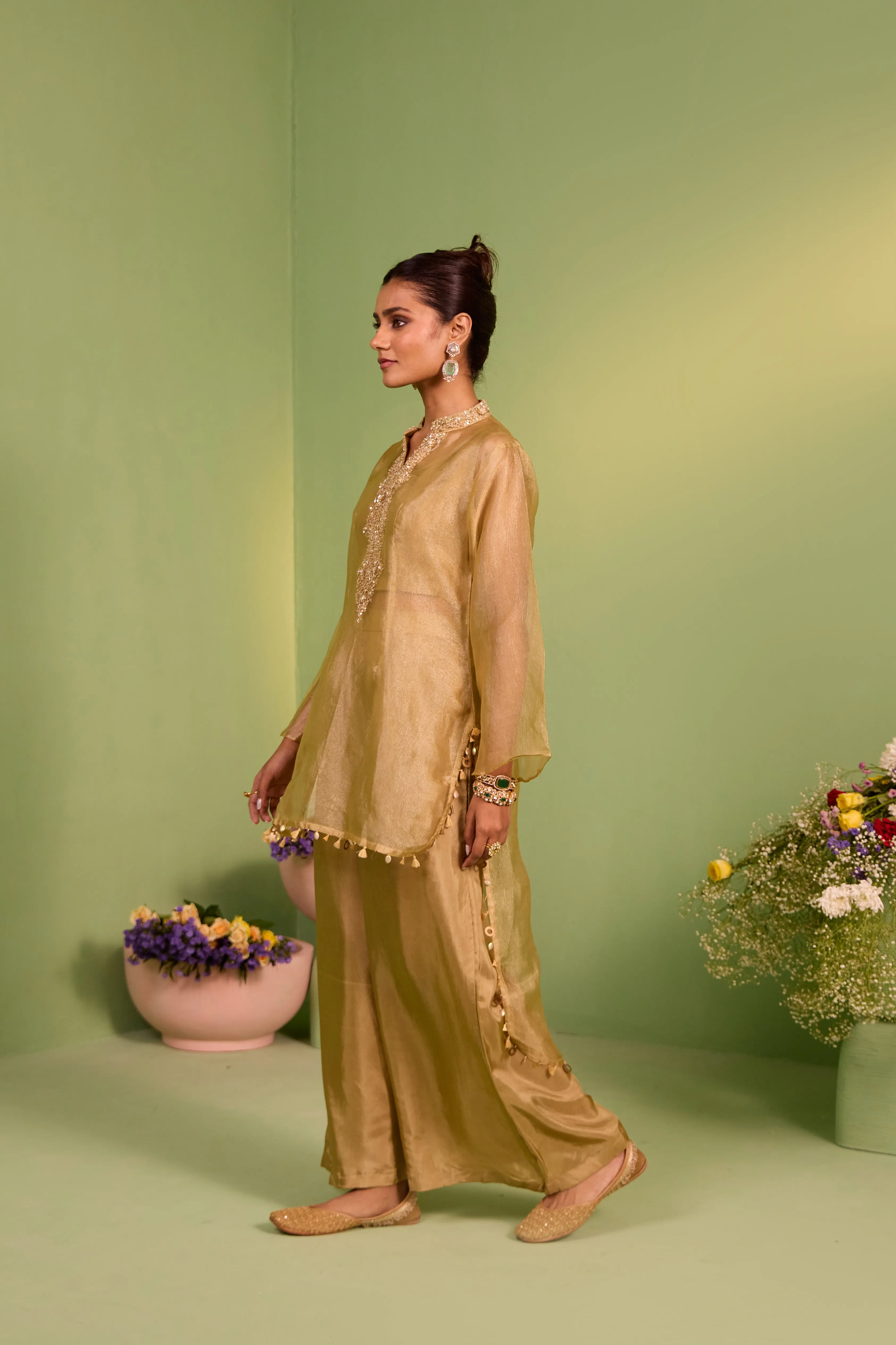 Thalia Tissue Kurta And Palazzo Set