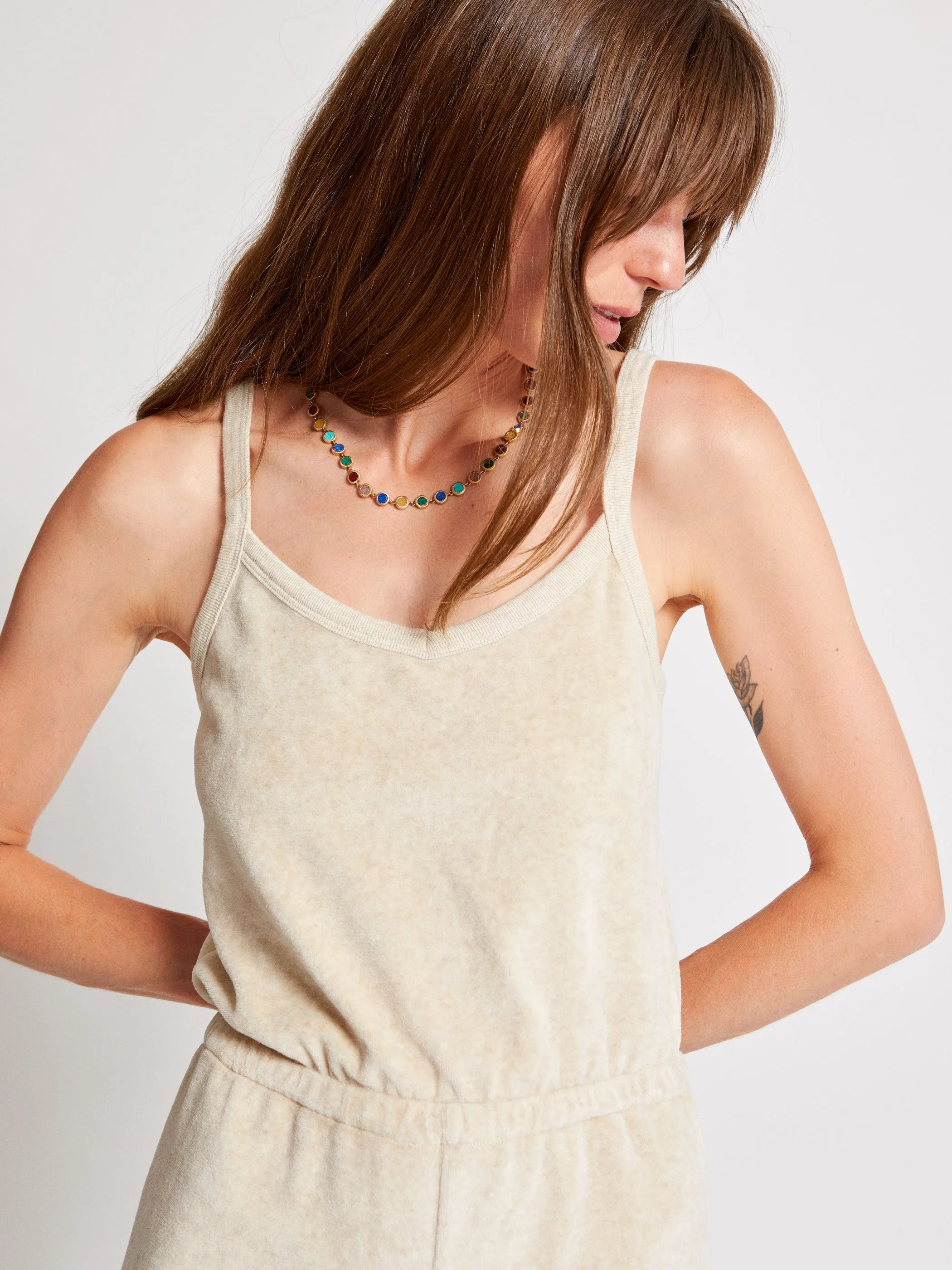 The Giorgi Tank Jumpsuit in Velour