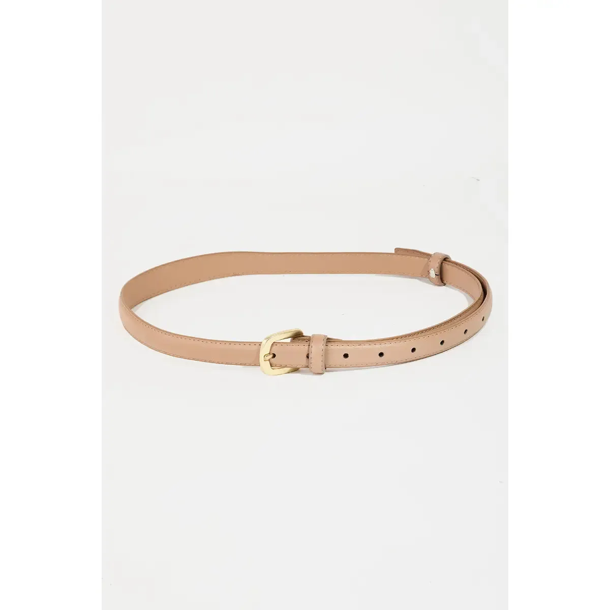 Thin Faux Leather Tan Belt