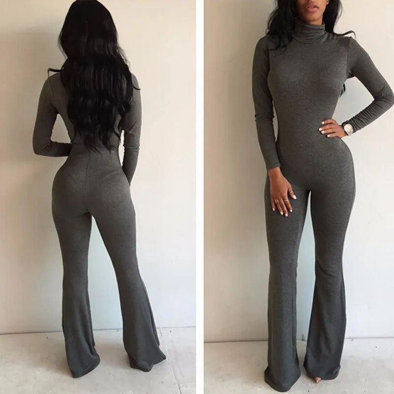 Tight Bodysuit Overalls Nightclub Rompers Womens Jumpsuit Playsuit Bodycon Jumpsuit women long Sleeve