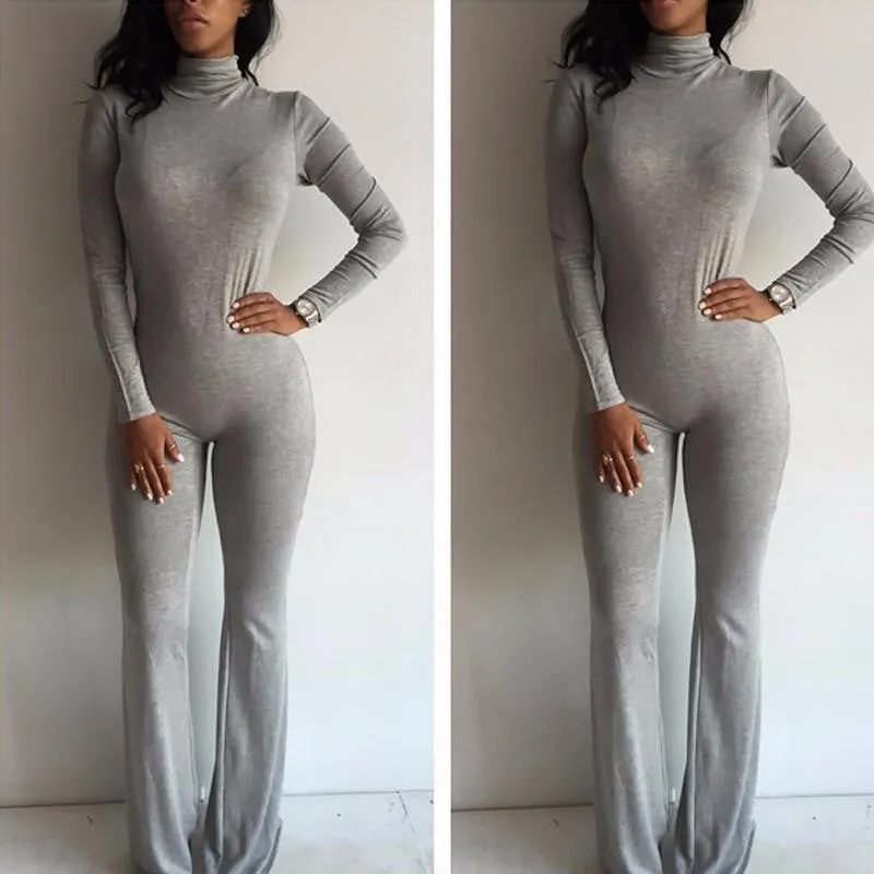 Tight Bodysuit Overalls Nightclub Rompers Womens Jumpsuit Playsuit Bodycon Jumpsuit women long Sleeve