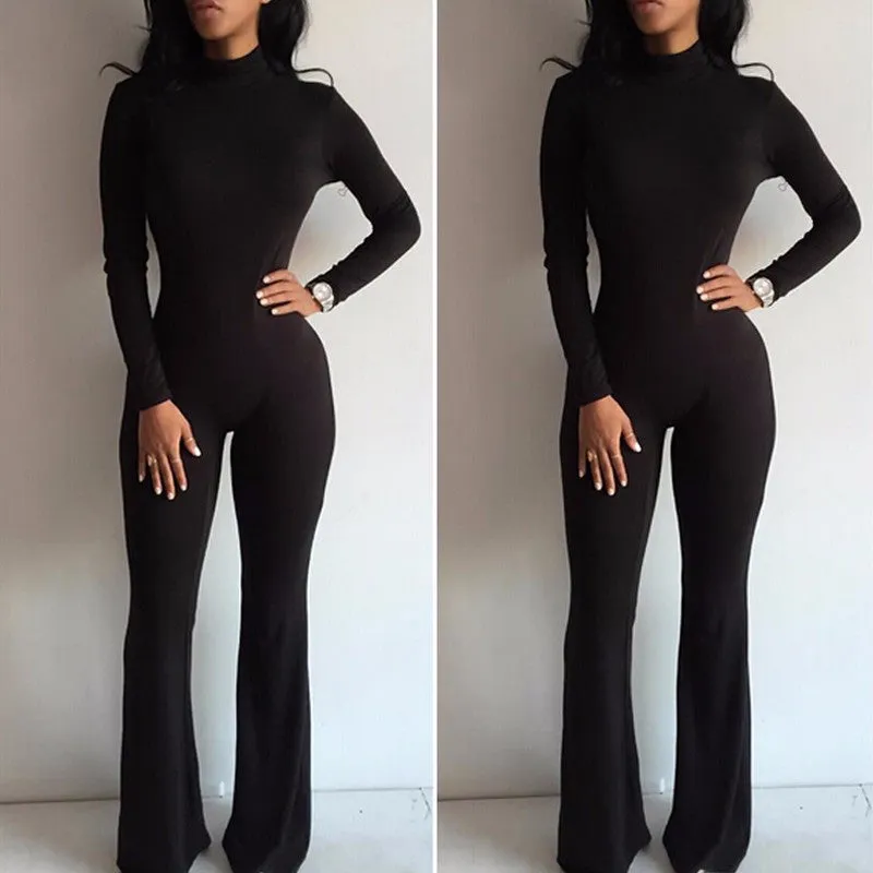 Tight Bodysuit Overalls Nightclub Rompers Womens Jumpsuit Playsuit Bodycon Jumpsuit women long Sleeve