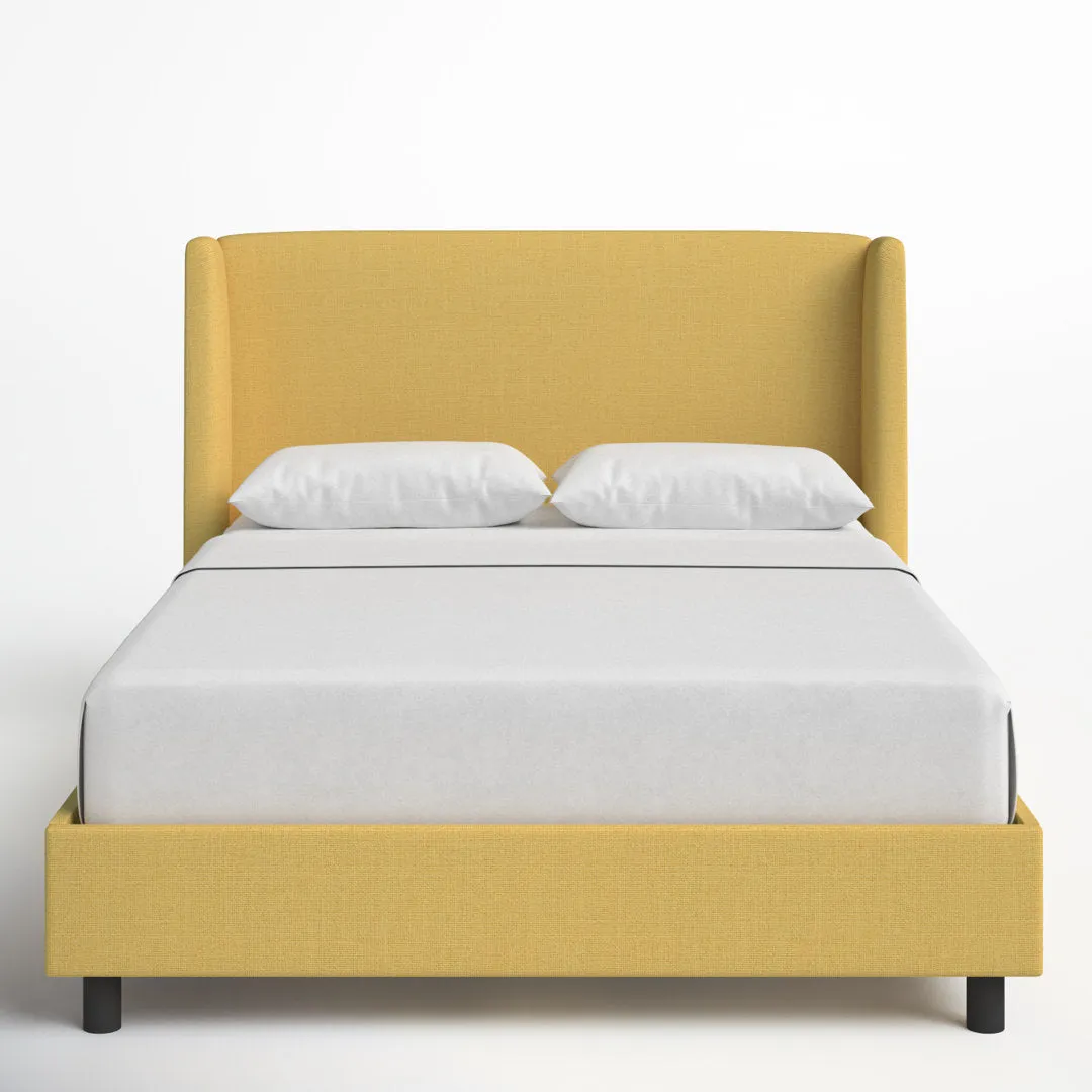 Tilly Upholstered Low Profile Platform Bed Joss & Main Color: Zuma Golden Textured Linen Size: Twin