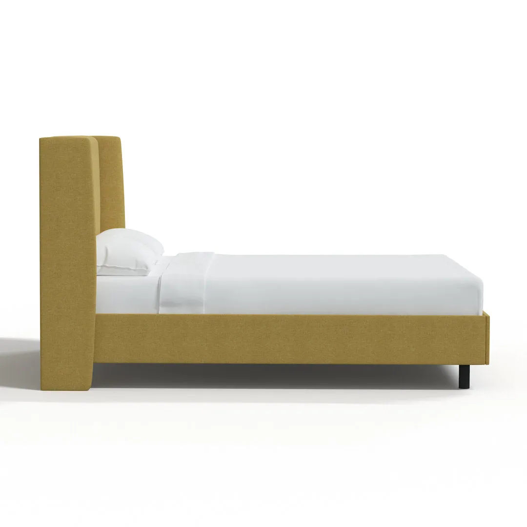 Tilly Upholstered Low Profile Platform Bed Joss & Main Color: Zuma Golden Textured Linen Size: Twin