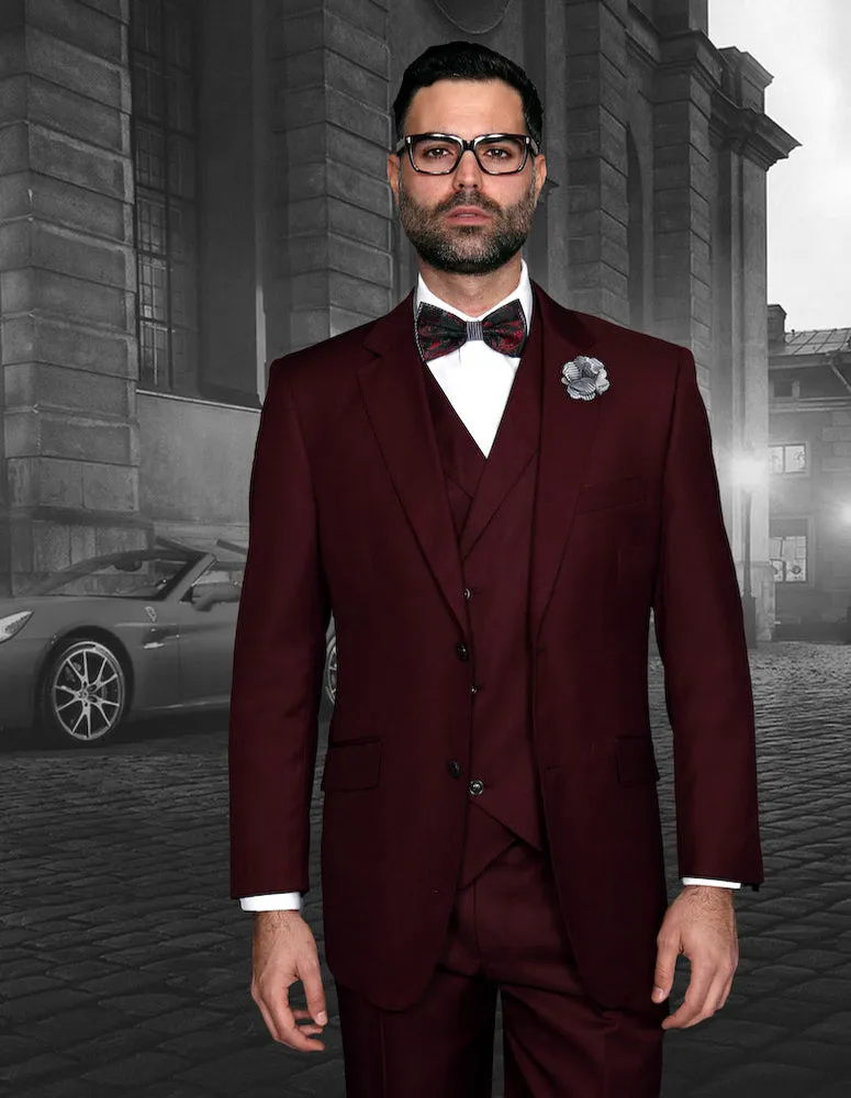 TRENTON BURGUNDY TRADITIONAL FIT 3 PC SUIT