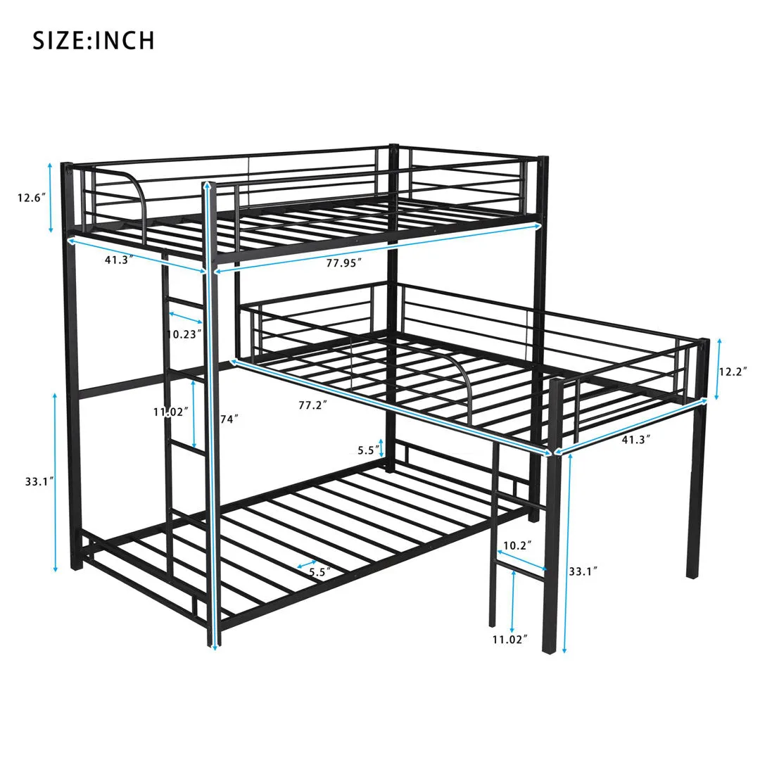 Triple L-shaped Metal Triple Twin Size Bunk Bed Isabelle & Max™