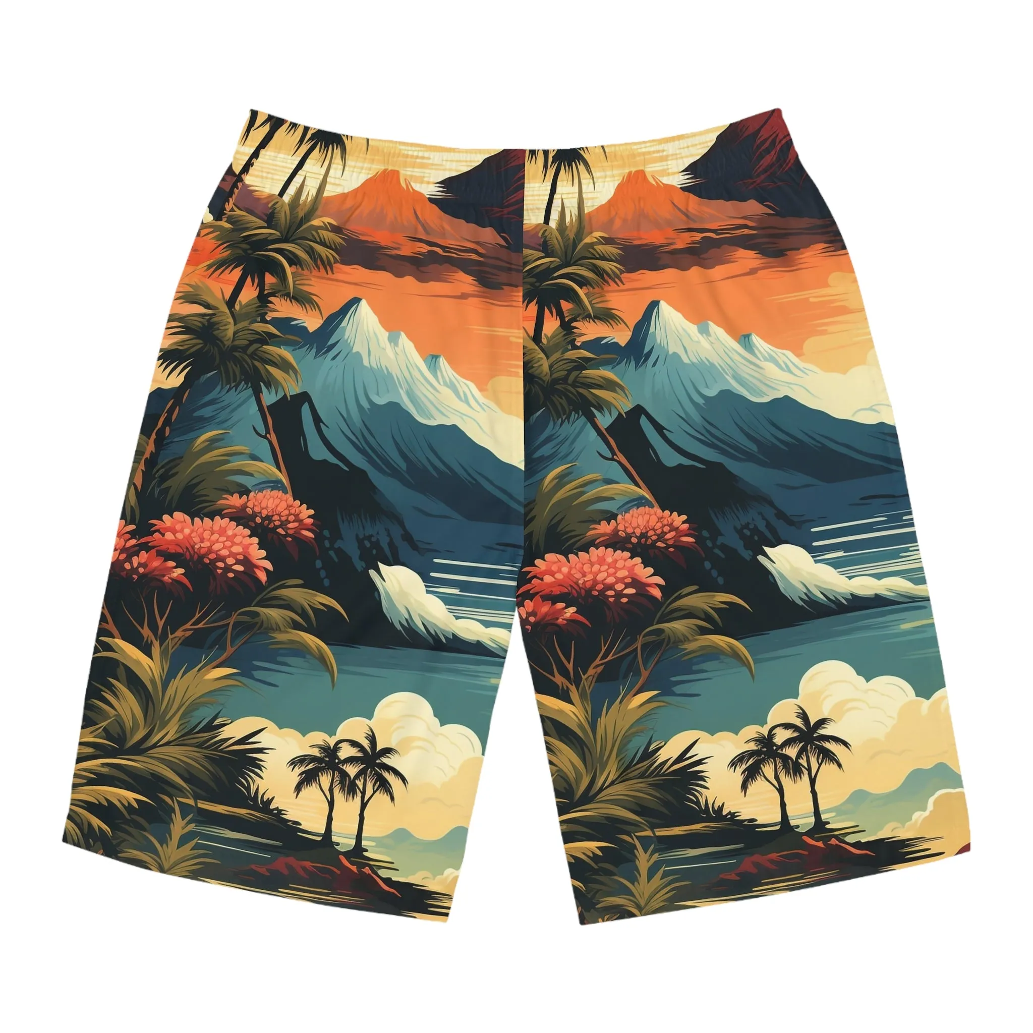 Tropical Paradise Men's Board Shorts - Vibrant Summer Swimwear