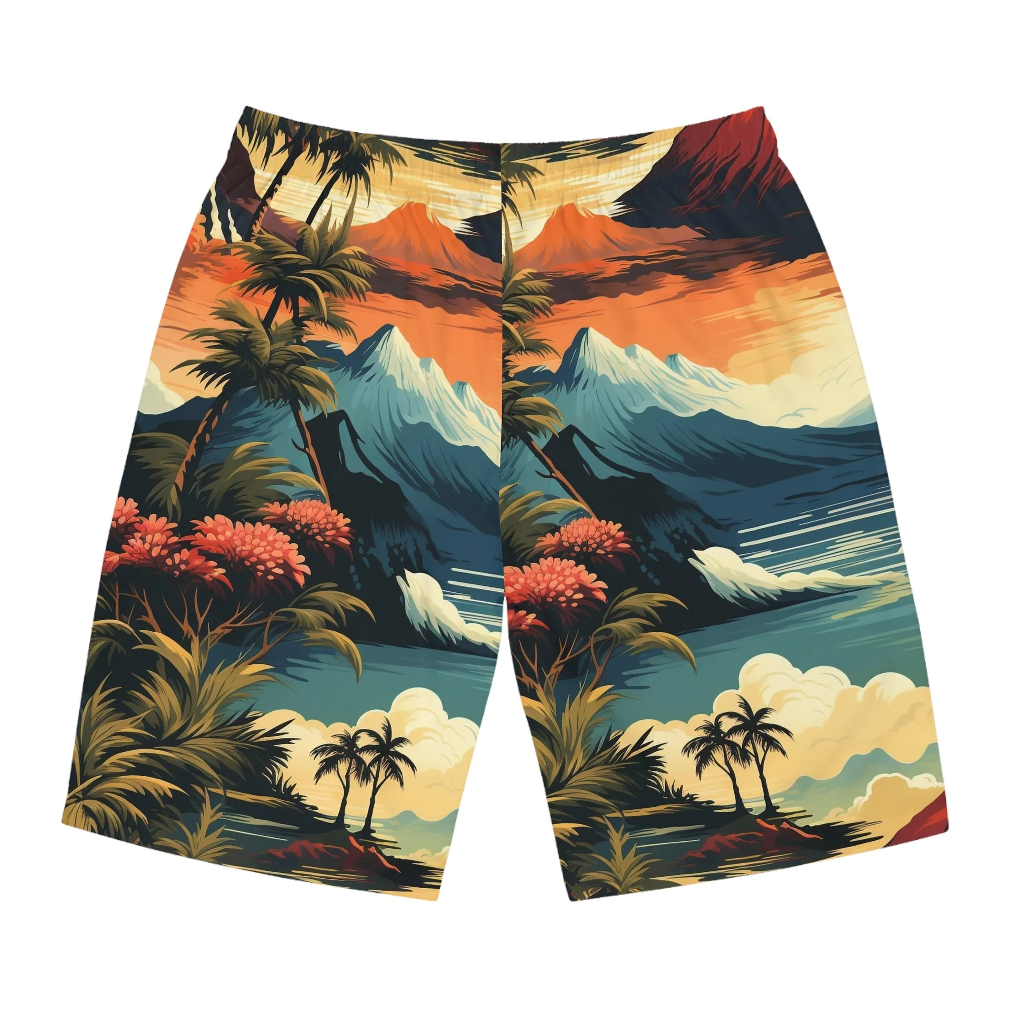 Tropical Paradise Men's Board Shorts - Vibrant Summer Swimwear