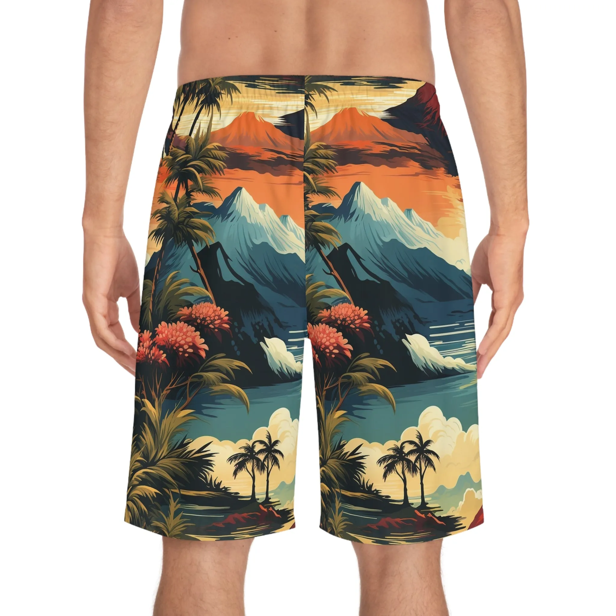 Tropical Paradise Men's Board Shorts - Vibrant Summer Swimwear