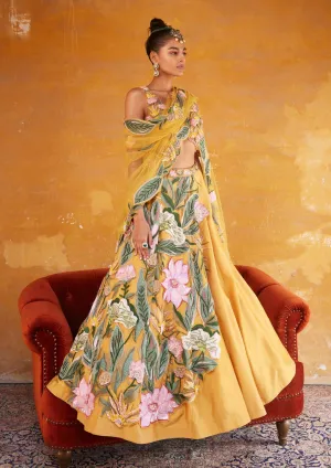 Tuscan yellow embroidered lehenga set