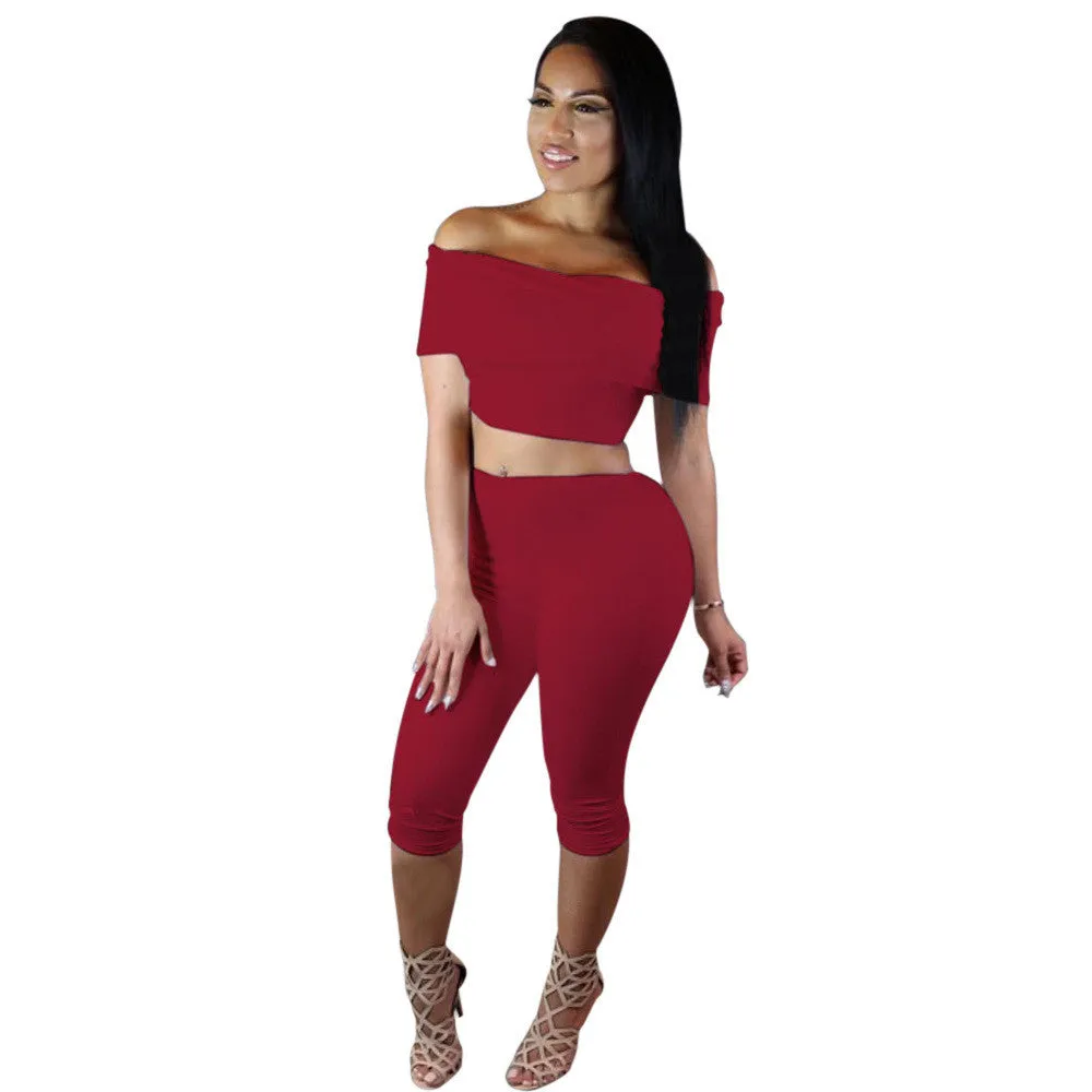 Two Piece Outfit Jumpsuit Short Pants With Crop Top Playsuit