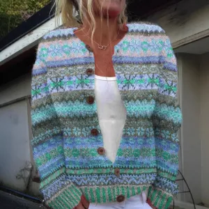 Vanneh - Soft LIgth Blue Printed Cardigan