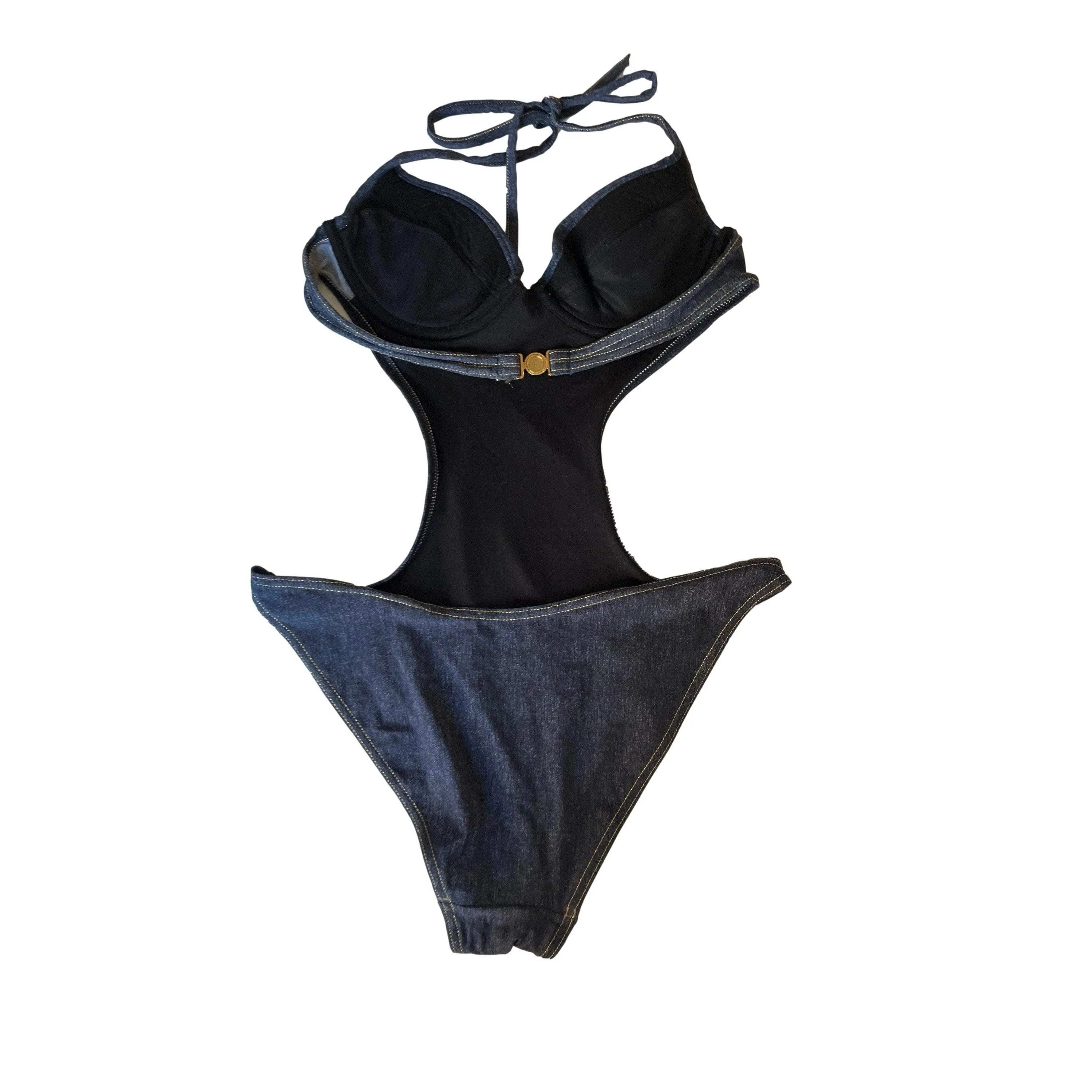 Versace Denim Cut Out One Piece