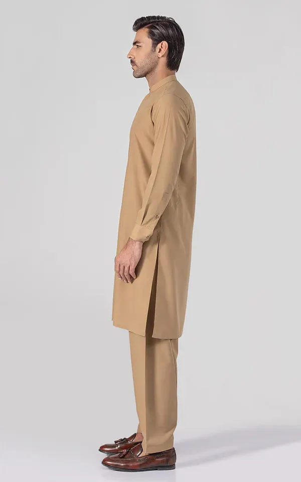 Wash & Wear - Premium Shalwar Kameez - Khaki