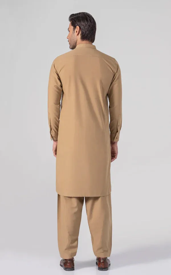 Wash & Wear - Premium Shalwar Kameez - Khaki