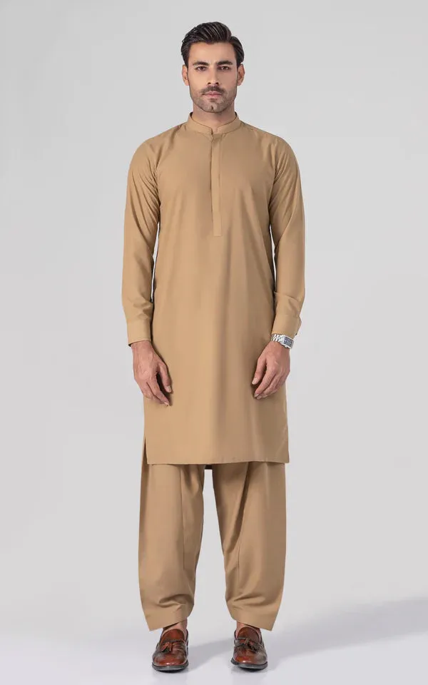 Wash & Wear - Premium Shalwar Kameez - Khaki