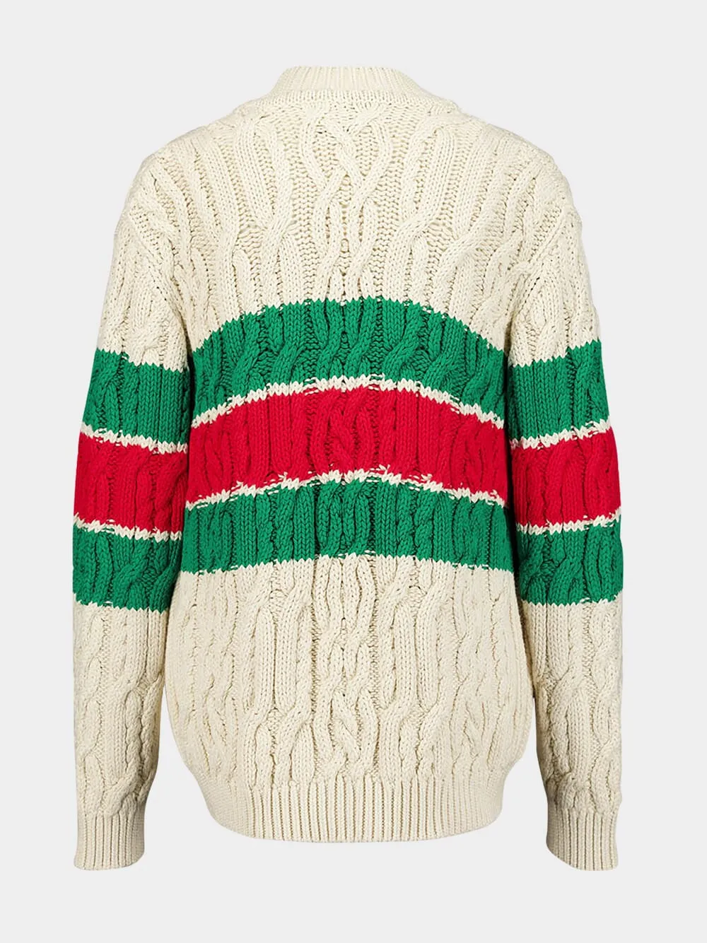 Web Stripe Cable-Knit Cardigan