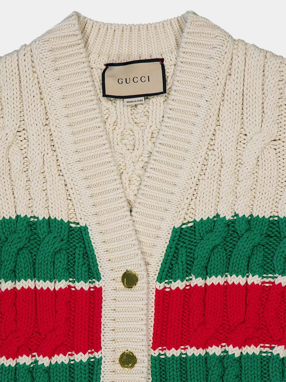 Web Stripe Cable-Knit Cardigan