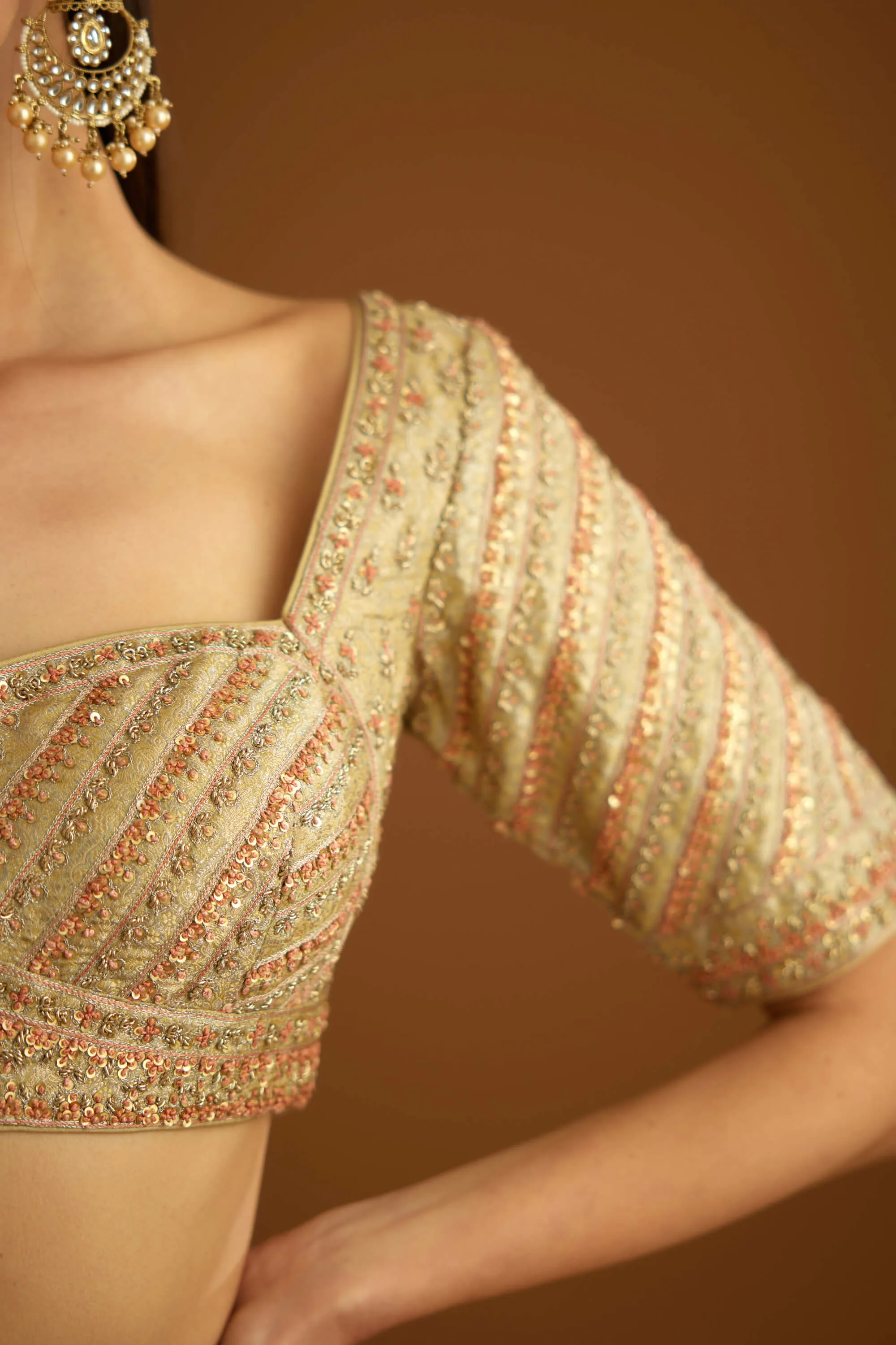 Whisper green zardozi sari and blouse