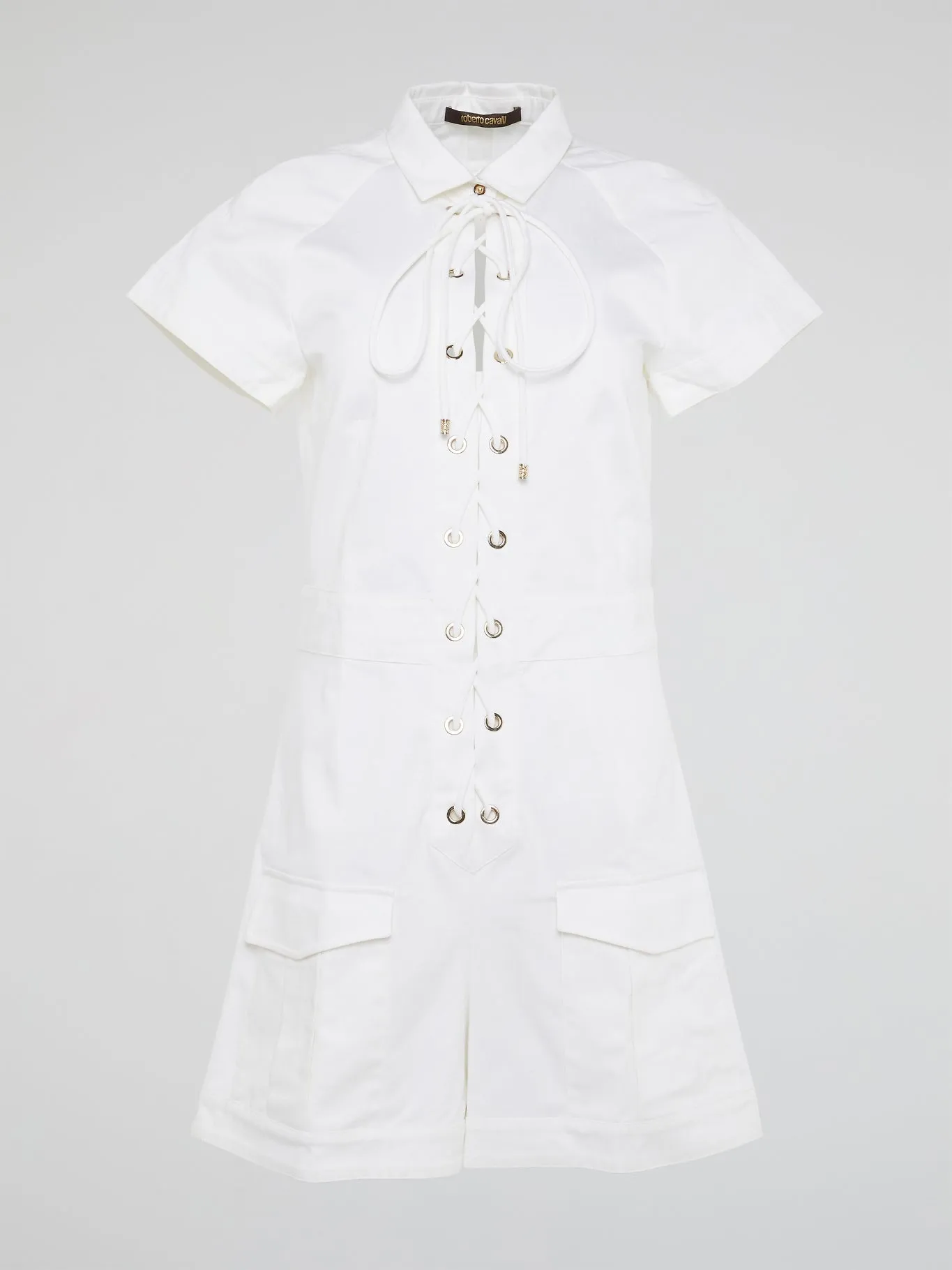 White Lace Up Jumpsuit