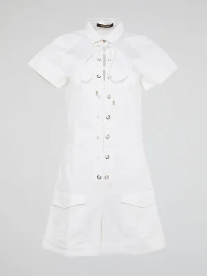 White Lace Up Jumpsuit