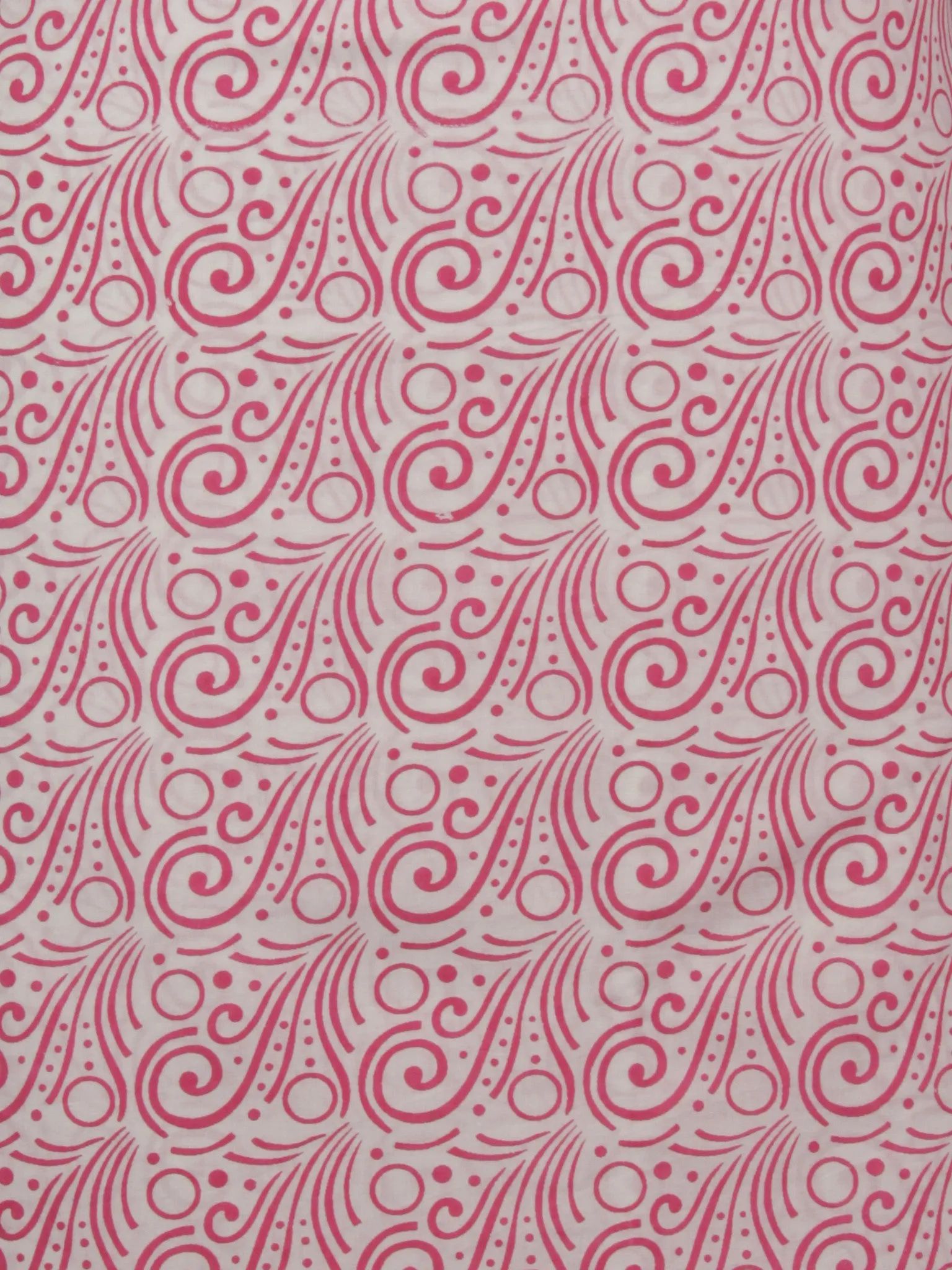 White Pink Grey Hand Block Printed Cotton Suit-Salwar Fabric With Chiffon Dupatta (Set of 3) - S16281286