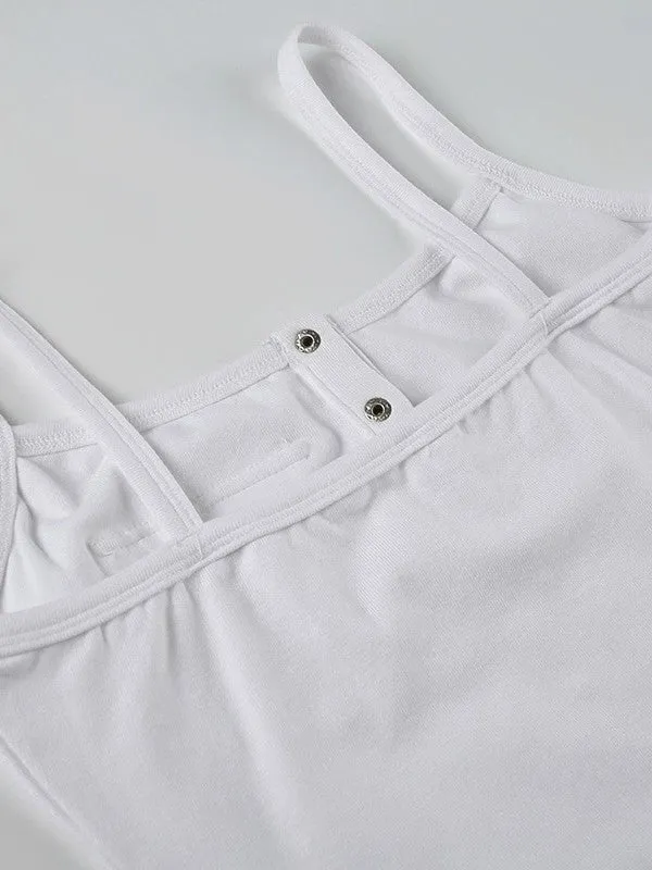White vintage button front tank top with pocket