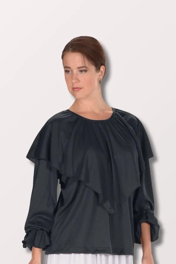 Women's Humble Servant Loose Fit Shawl Collar Praise Top - Black
