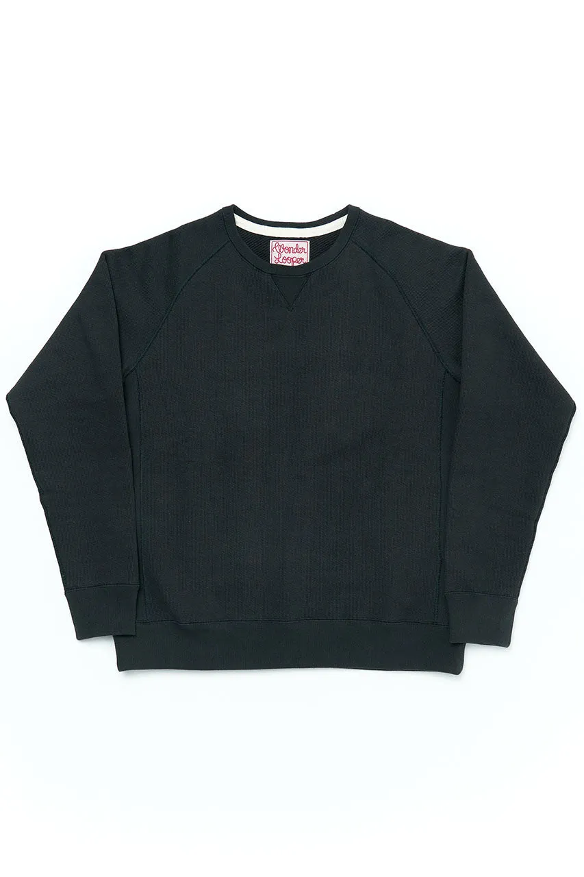 Wonder Looper Crewneck Double Heavyweight French Terry Sumi Black