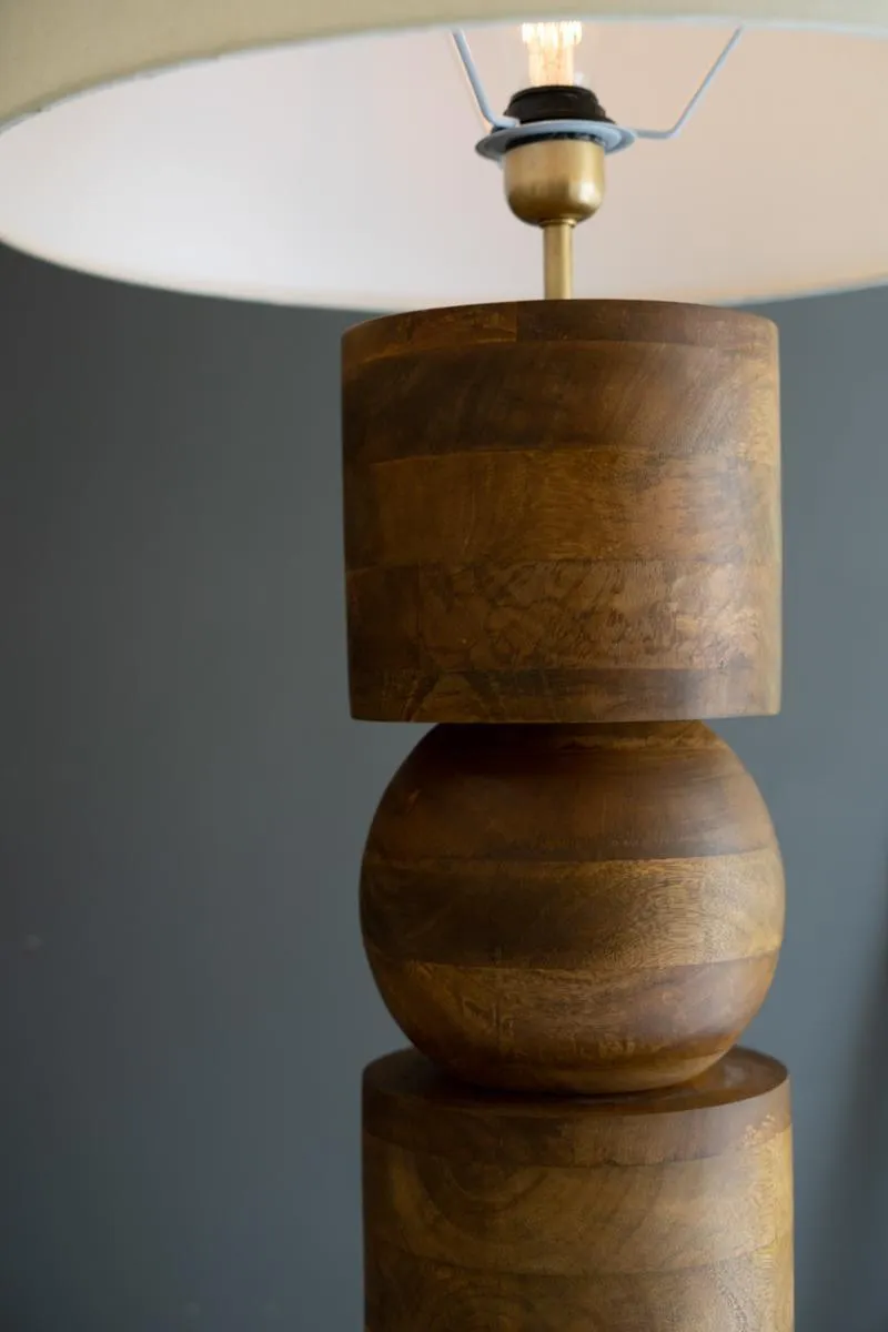 Wooden Column Floor Lamp with Fabric Shade