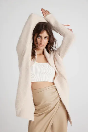 World of Nomads II SOPHIA Open Cashmere Cardi - oatmeal