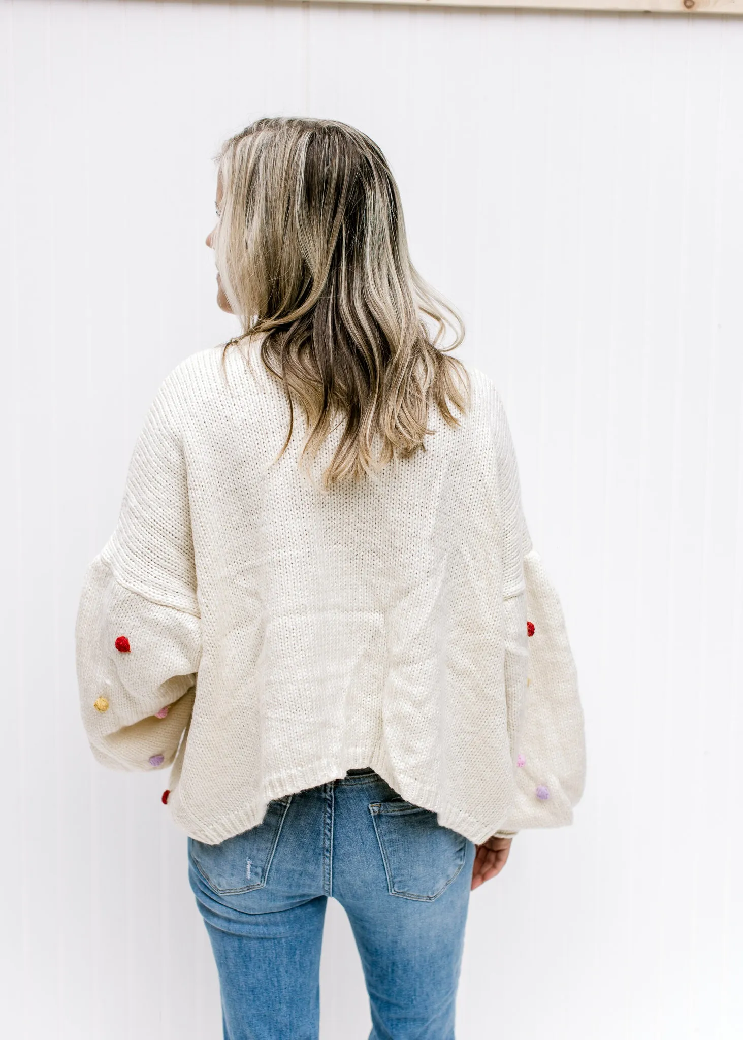X Oatmeal Pom Pom Sweater