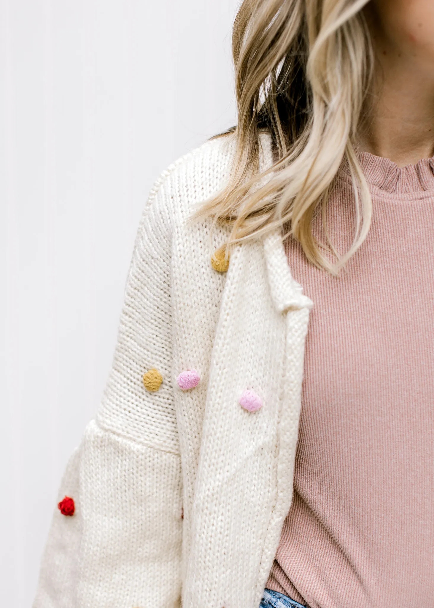 X Oatmeal Pom Pom Sweater