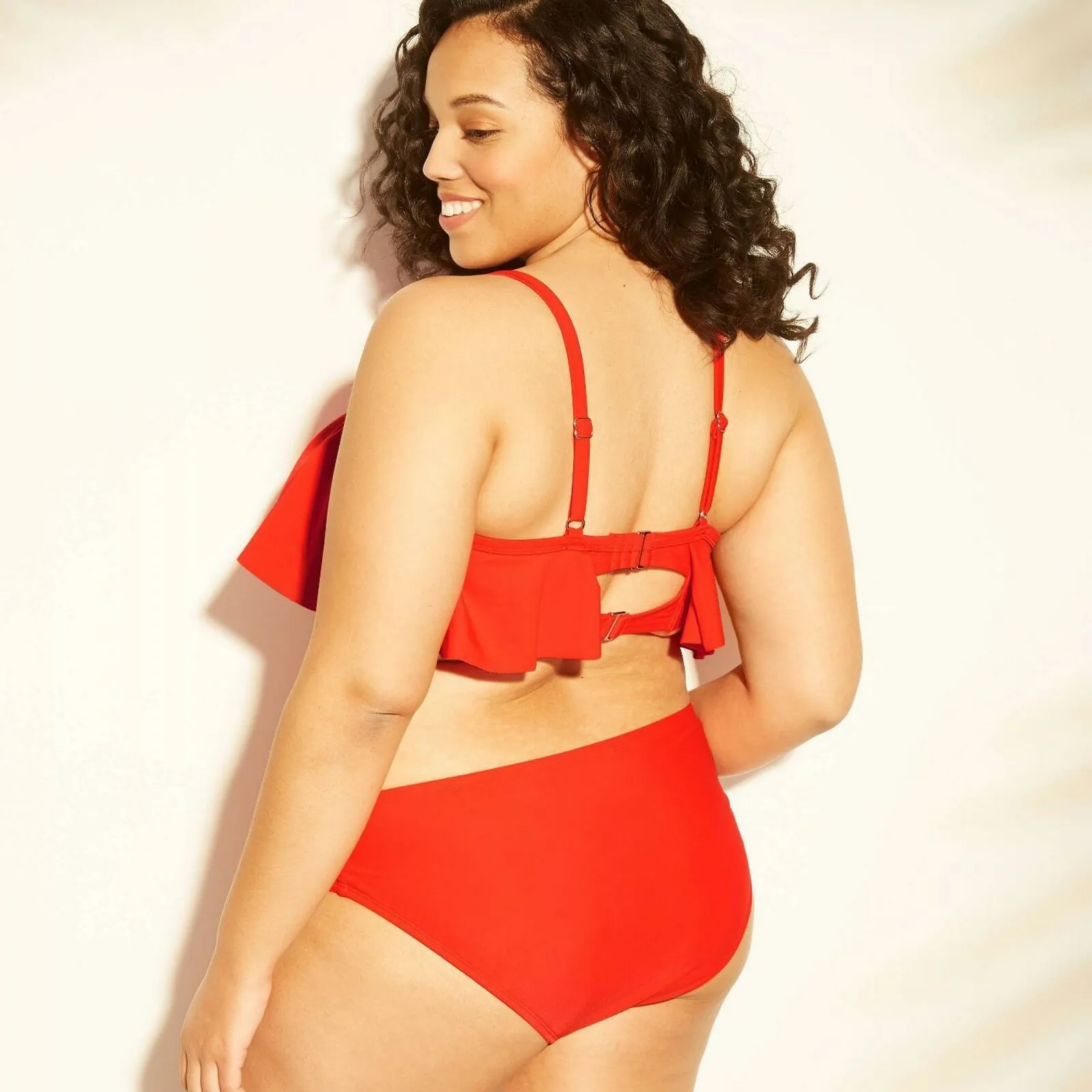 Xhilaration Women's Plus Size Bandeau Flounce Bikini Top