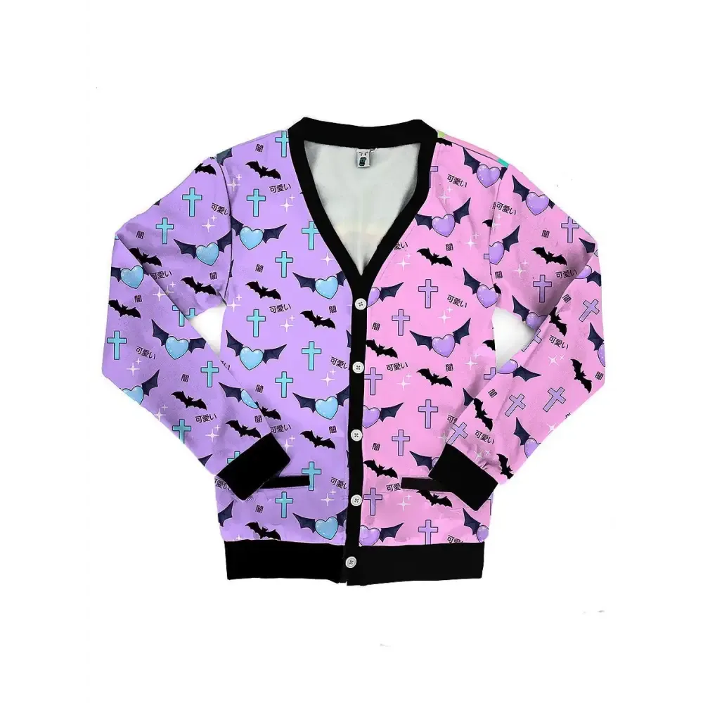 Y2K Fleece Jacket with Button Up Closure and Long Sleeves