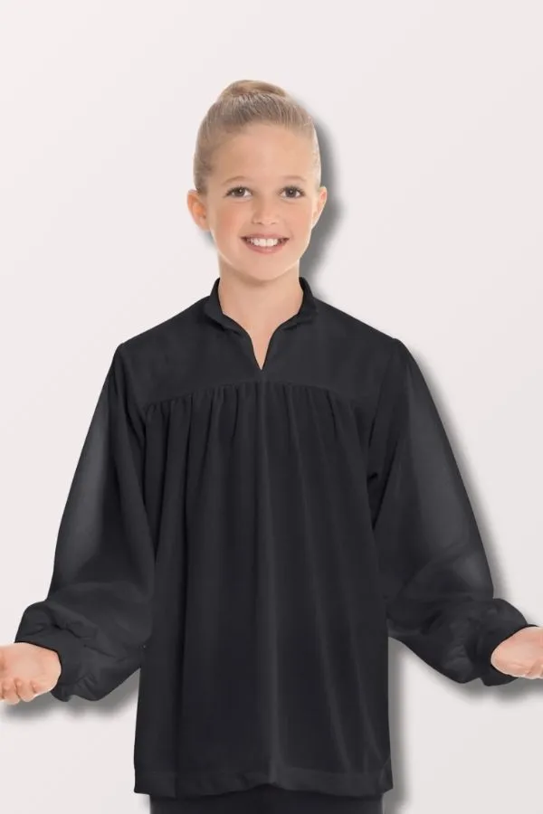 Youth Unisex Humble Servant Polyester Open Collar Loose Fit Praise Top - Black