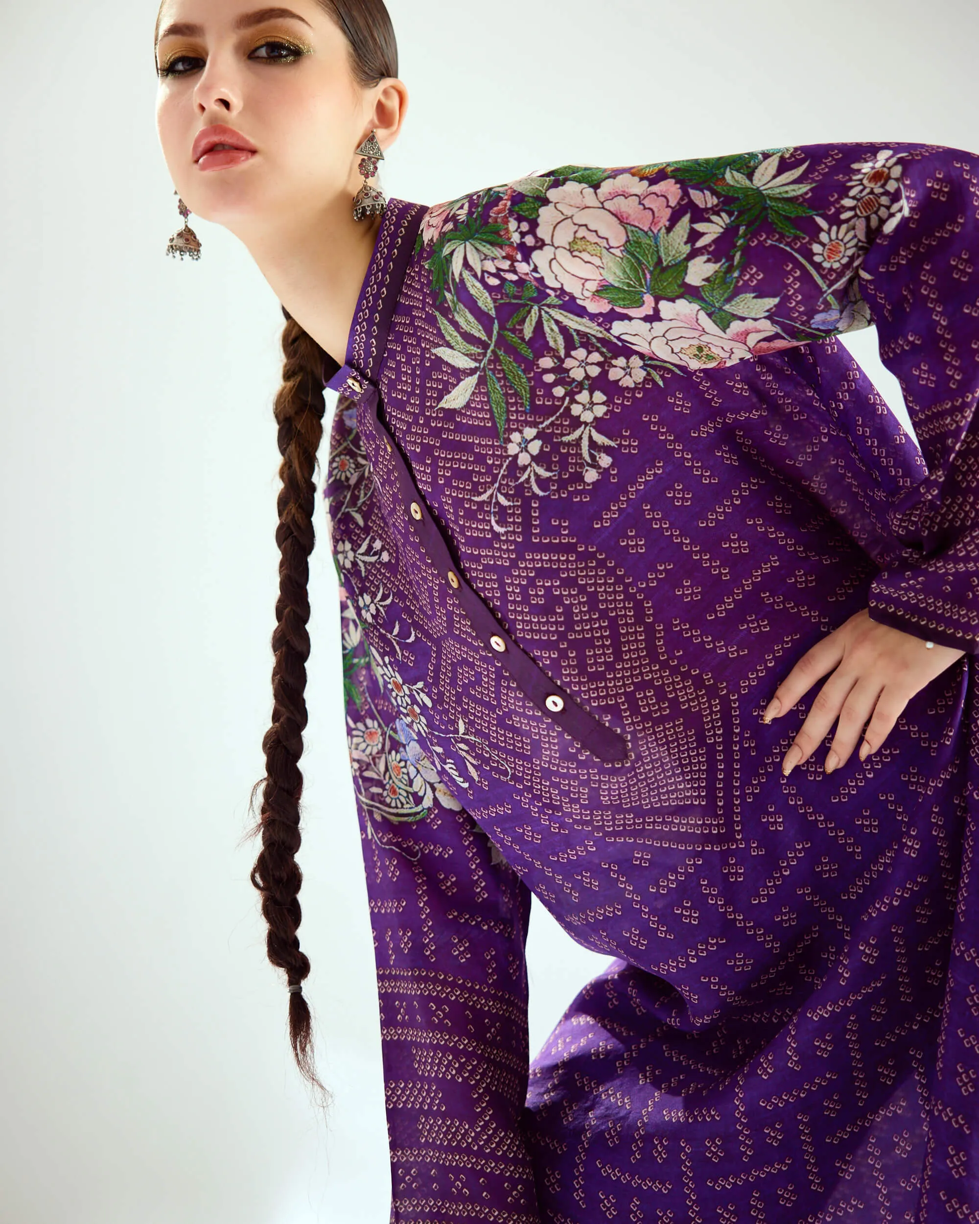 Zeynep purple silk long tunic