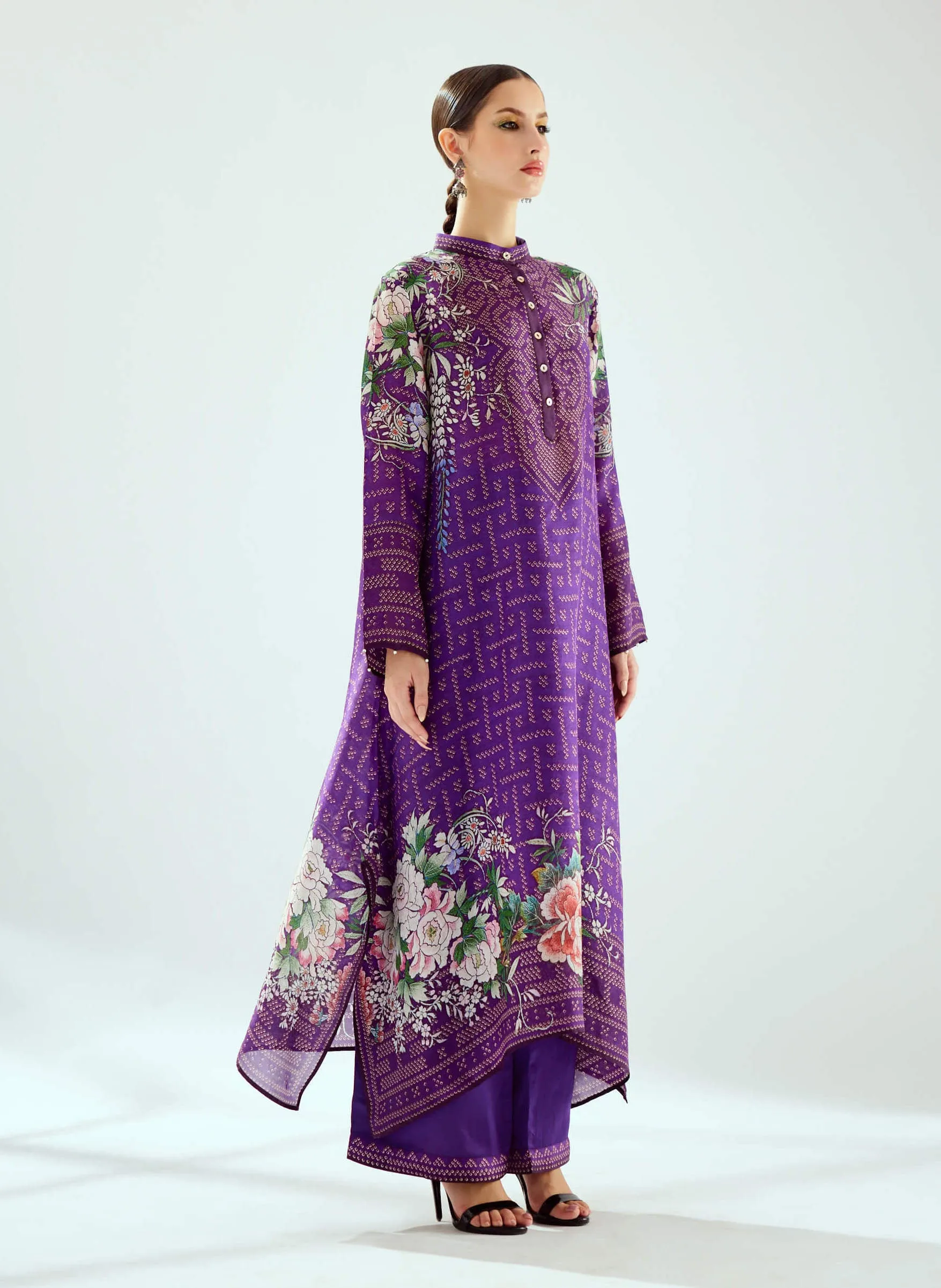 Zeynep purple silk long tunic