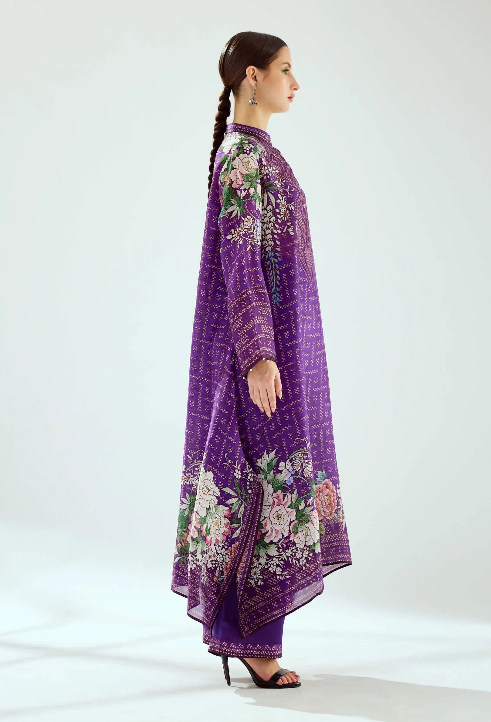 Zeynep purple silk long tunic