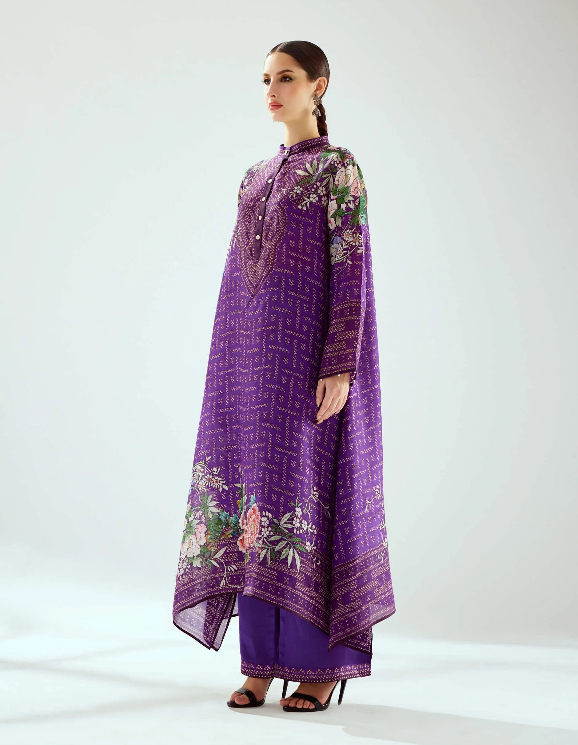 Zeynep purple silk long tunic