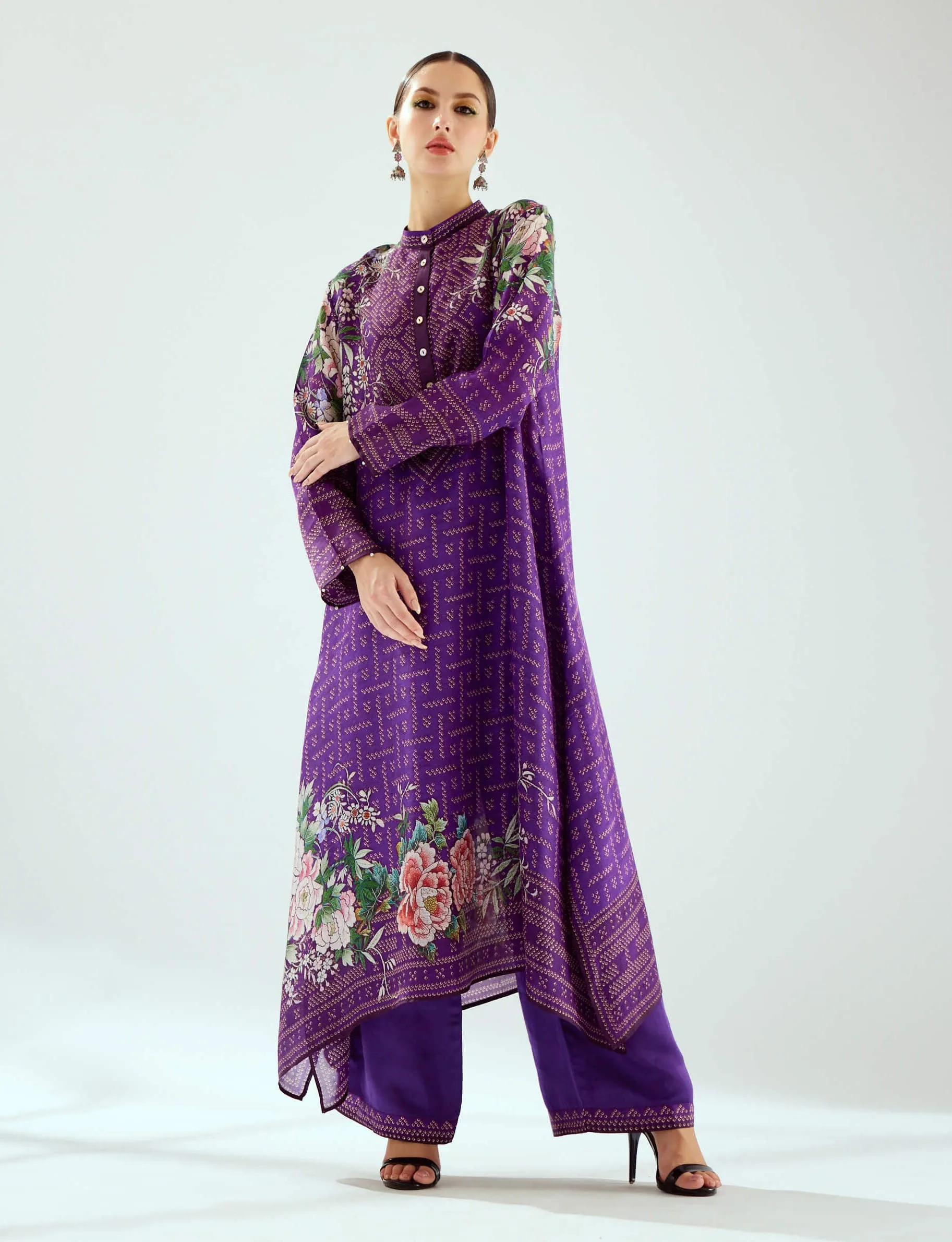 Zeynep purple silk long tunic